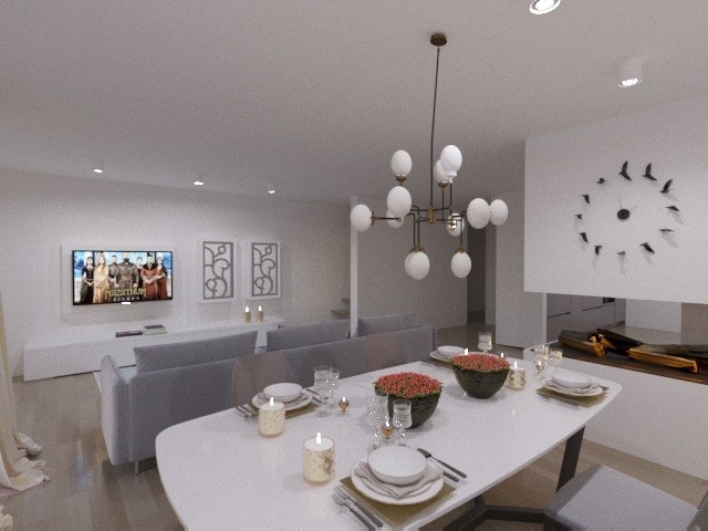 3D визуализация интерьера гостиной от дизайнера Елены Калью